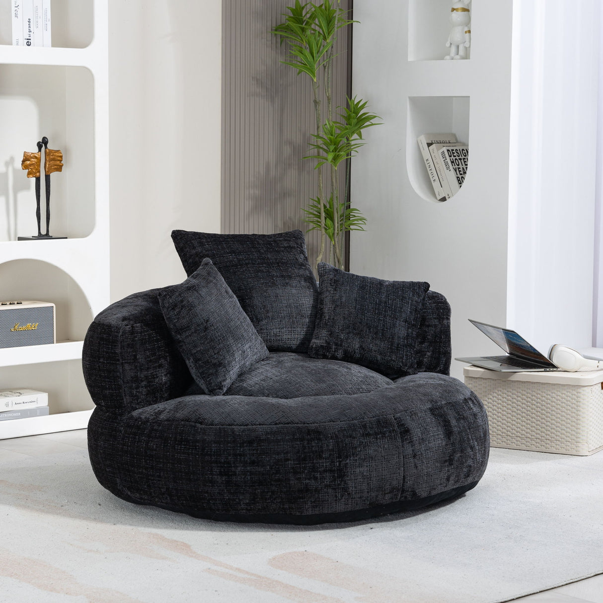 Lazy Sofa High Back Bean Bag Chair Couch With 3 Pillows