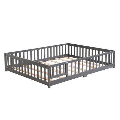 Floor Bed With Door And Fence For Children