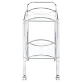 Shadix - 2-Tier Rectangular Glass Shelf Metal Bar Cart - Chrome