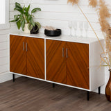 Mid-Century Modern Faux Bookmatch Door Buffet