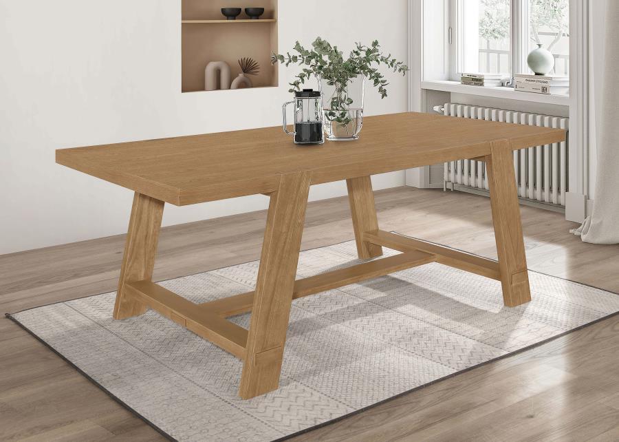 Sharon - Rectangular Trestle Base Dining Table - Blue And Brown