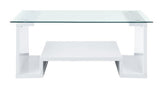 Nevaeh - Coffee Table - Clear Glass & White High Gloss Finish