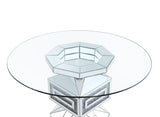 Noralie - Dining Table - Clear Glass, Mirrored & Faux Diamonds - 30"