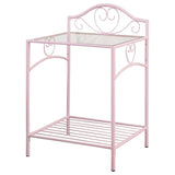 Massi - 1-Shelf Nightstand With Glass Top - Powder Pink