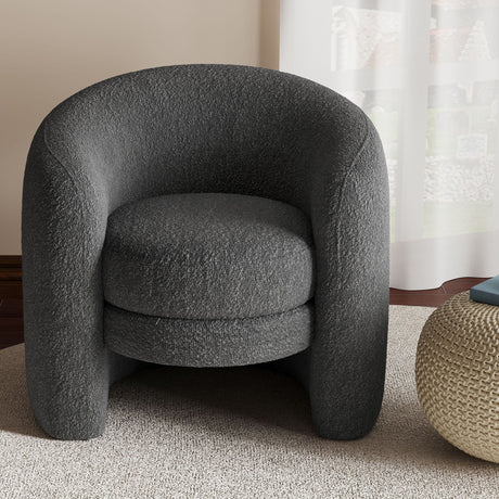 Affinity Modern Curved Back Upholstered Accent Chair With Soft Cozy Boucle Fabric - Dark Gray