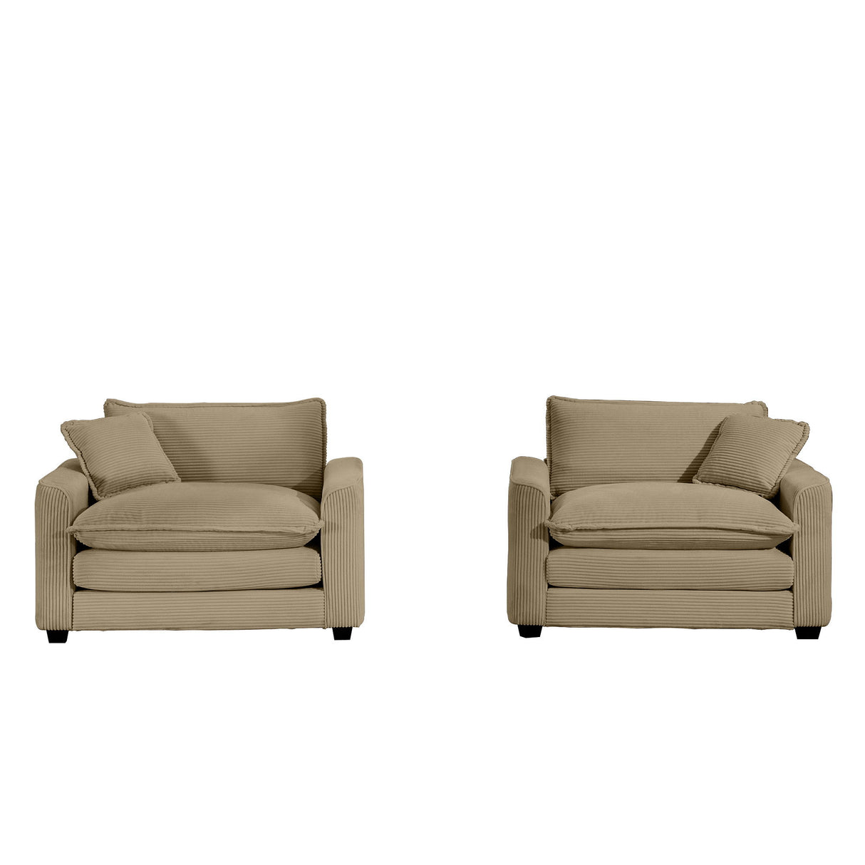 Modern Classic Corduroy Fabric Single Chair Deep Seat Sofa With Pillow