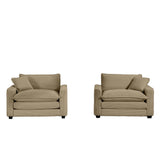 Modern Classic Corduroy Fabric Single Chair Deep Seat Sofa With Pillow