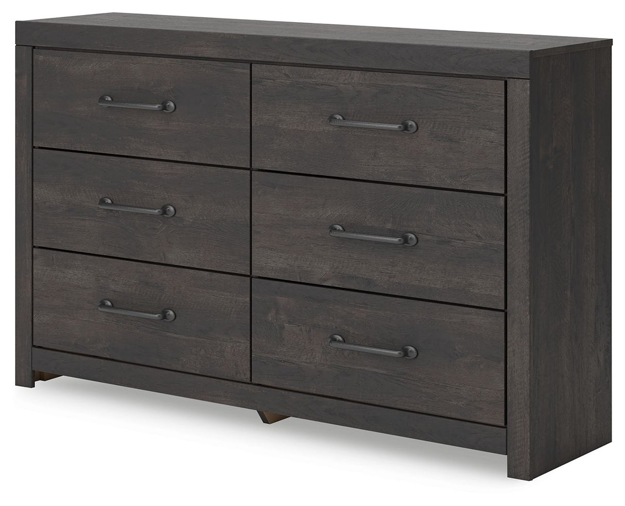 Hollivern - Dark Gray - Six Drawer Dresser