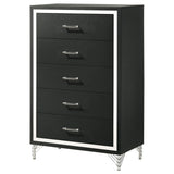 Lucia - 5-Drawer Bedroom Chest Of Drawers - Black