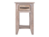 White Teak - Chairside Table - Ivory White