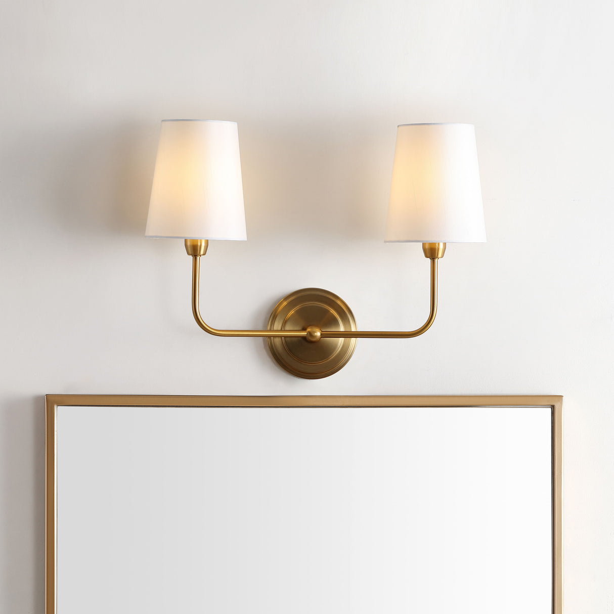 EZRA, 2 LIGHT, 17.5 INCH, BRASS, IRON WALL SCONCE