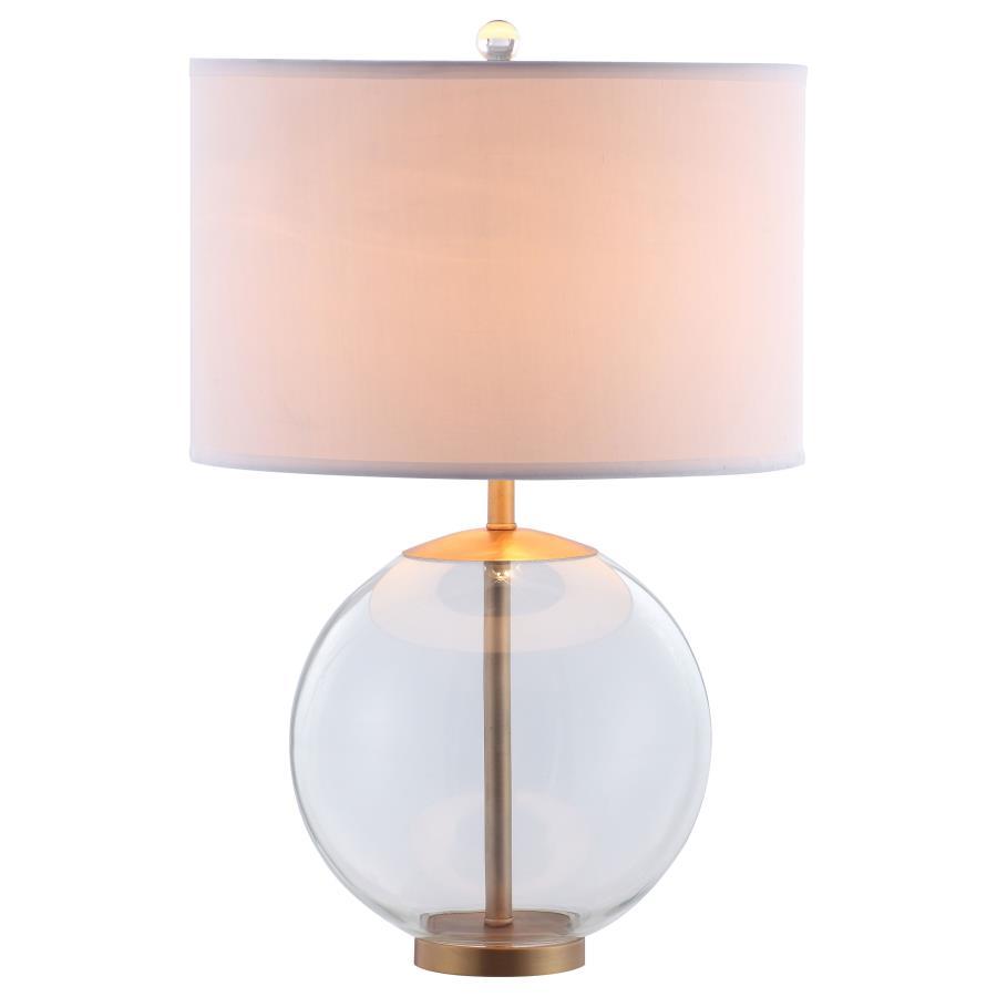 Kenny - Drum Shade Table Lamp With Glass Base - White