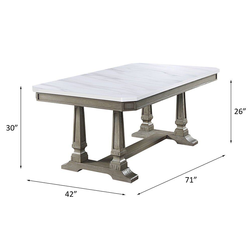 Zumala - Dining Table - Marble & Weathered Oak Finish