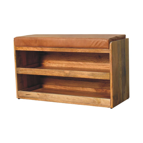 Buffalo - Hide Pull Out Shoe Storage Bench - Oak
