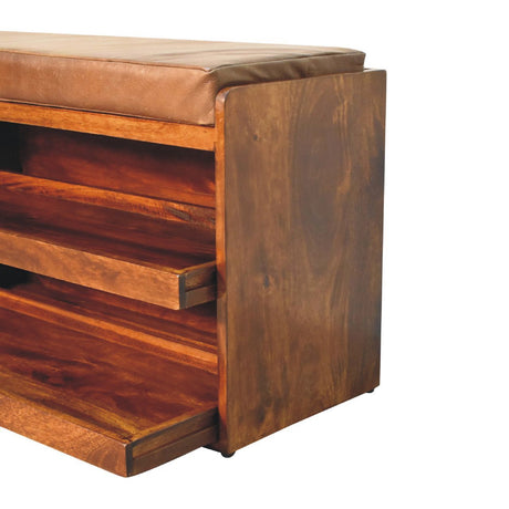 Buffalo - Hide Pull Out Shoe Storage Bench - Chestnut