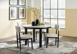 Xandrum - White / Black - 5 Pc. - Round Dining Room Table, 4 Side Chairs