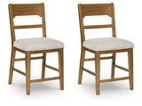 Cabalynn - Oatmeal / Light Brown - Upholstered Barstool (Set of 2)
