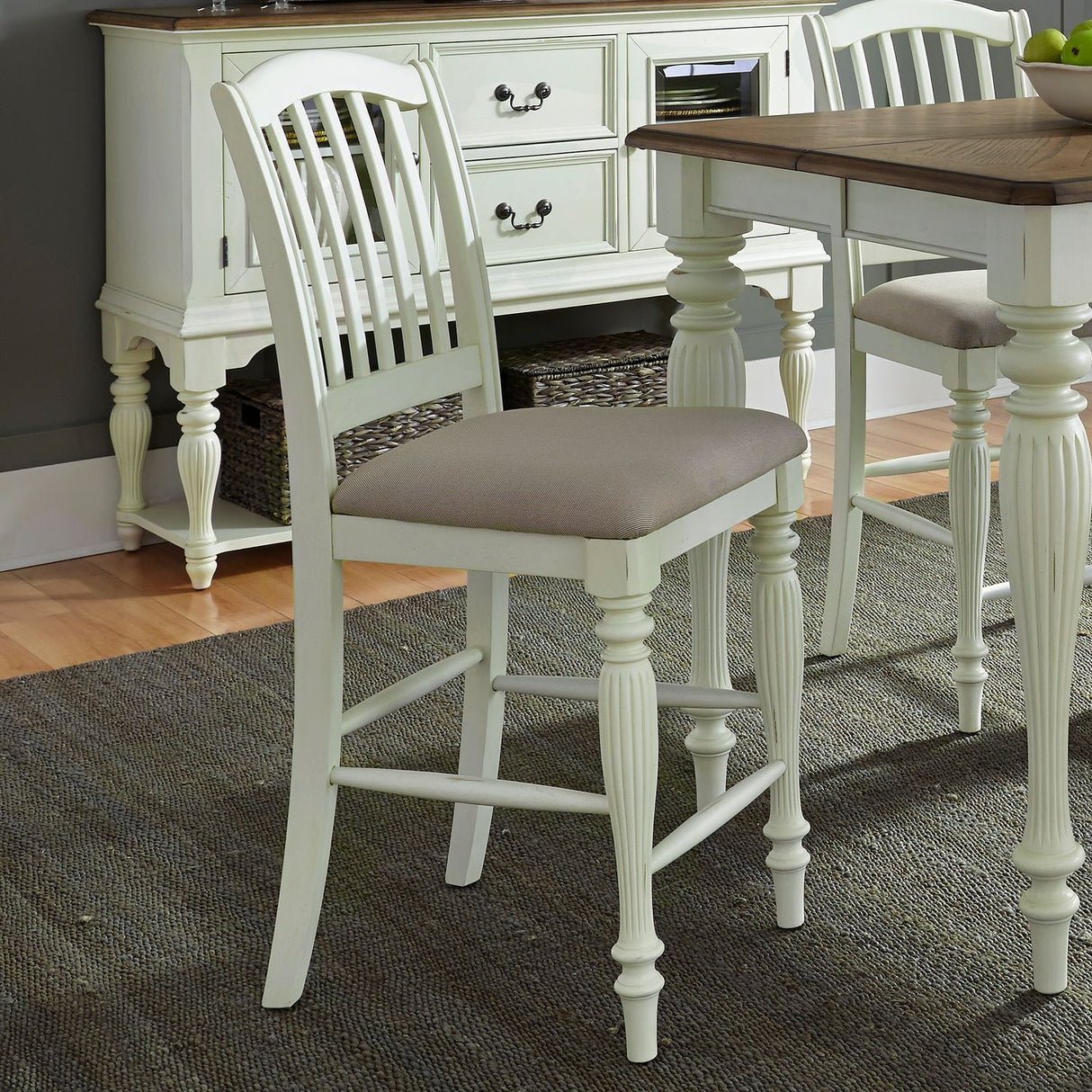 Cumberland Creek - Slat Back Counter Chair (RTA) - Nutmeg / Buttermilk