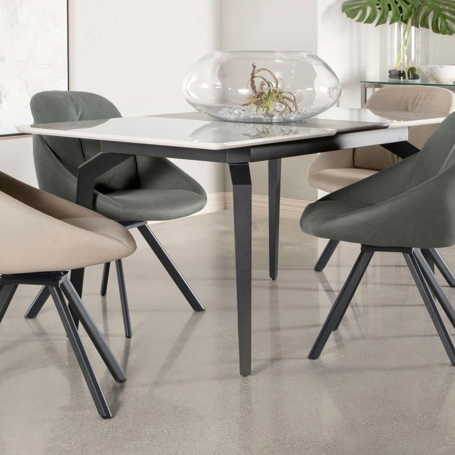 Mina - Rectangular Dining Table - Gray Ceramic And Sandy Black