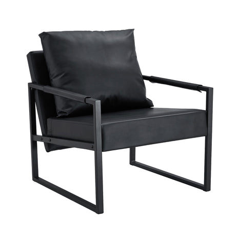 Classic Leather And Metal Frame Sofa, Ergonomically Designed, A Perfect Blend Of Modern And Industrial Styles