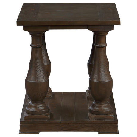 Walden - Rectangular End Table With Turned Legs And Floor Shelf - Coffee