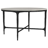 Hermas - Round Genuine Marble Top Metal Coffee Table - White