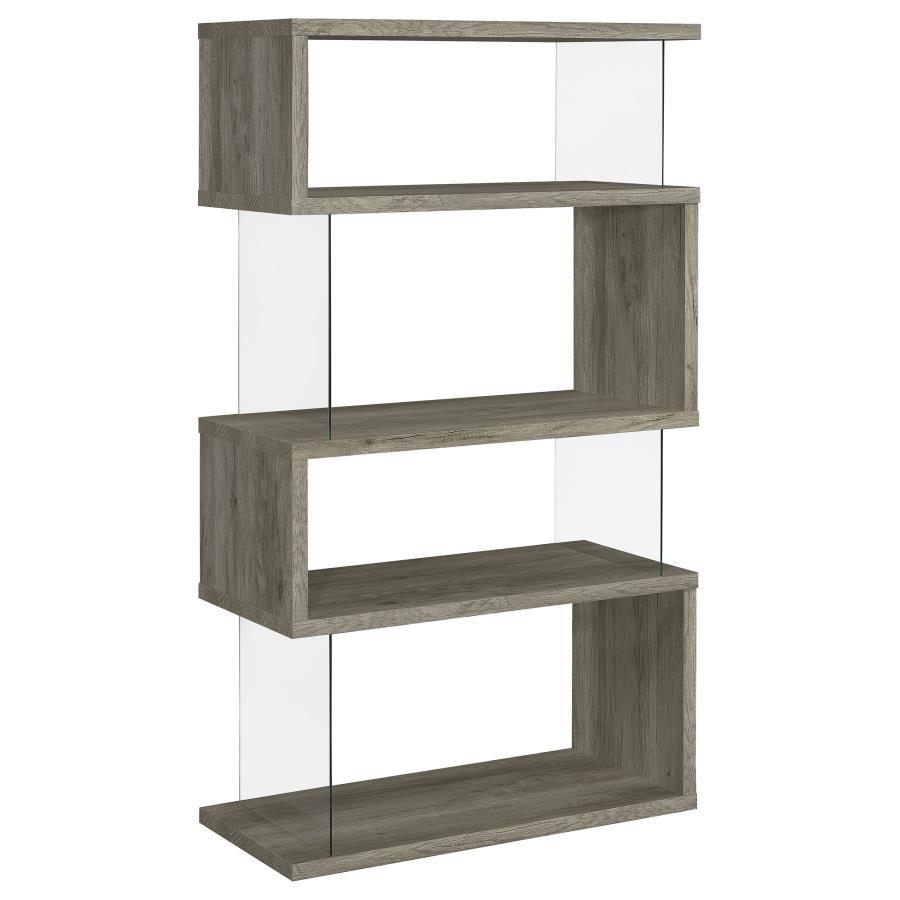 Emelle - 4-Shelf Glass Panel Bookshelf