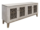 Forest - 4 Glass Door Console - Ivory White & Brown