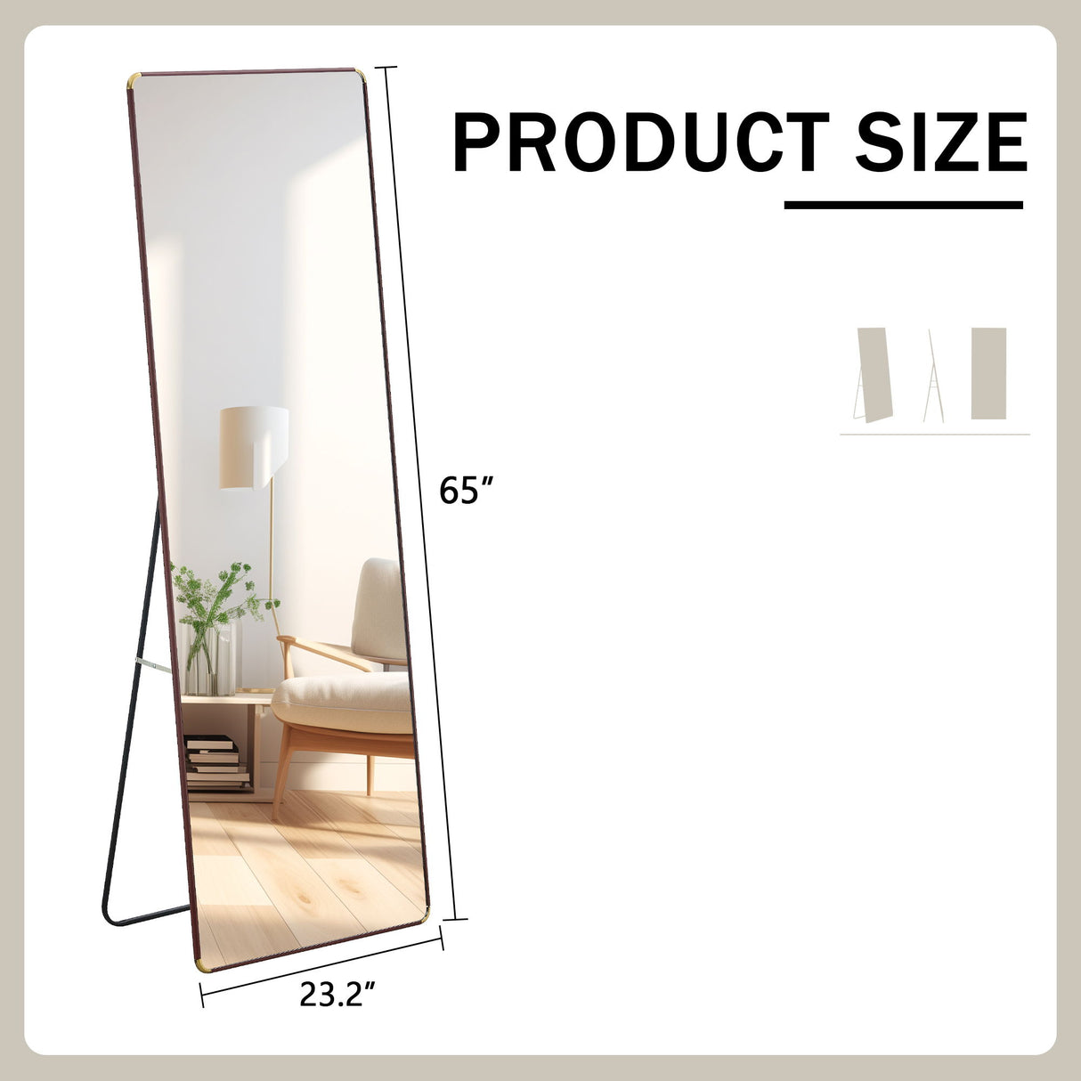 4th Generation Floor Standing, Full Length Mirror, Wall Mounted Glass - Transparent