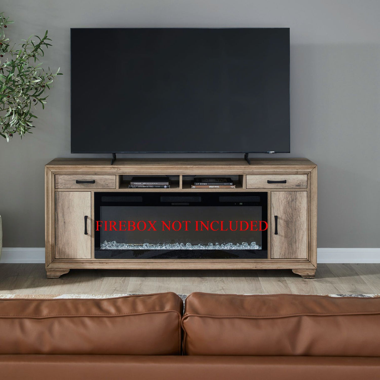 Fireplace TV Consoles - 78" Fireplace TV Console - Brown