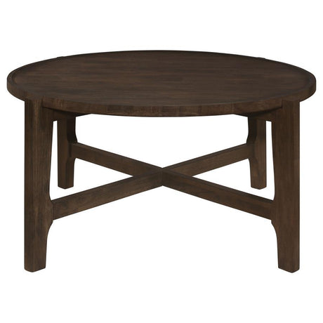Cota - Round Solid Wood Coffee Table - Dark Brown
