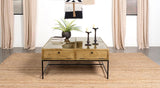 Stephie - 4-Drawer Square Clear Glass Top Coffee Table - Honey Brown
