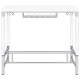 Norcrest - Pub Height Bar Table With Acrylic Legs And Wine Storage - White High Gloss