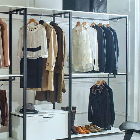 Fiona - Freestanding Walk In Closet System With Metal Frame Melamine - White