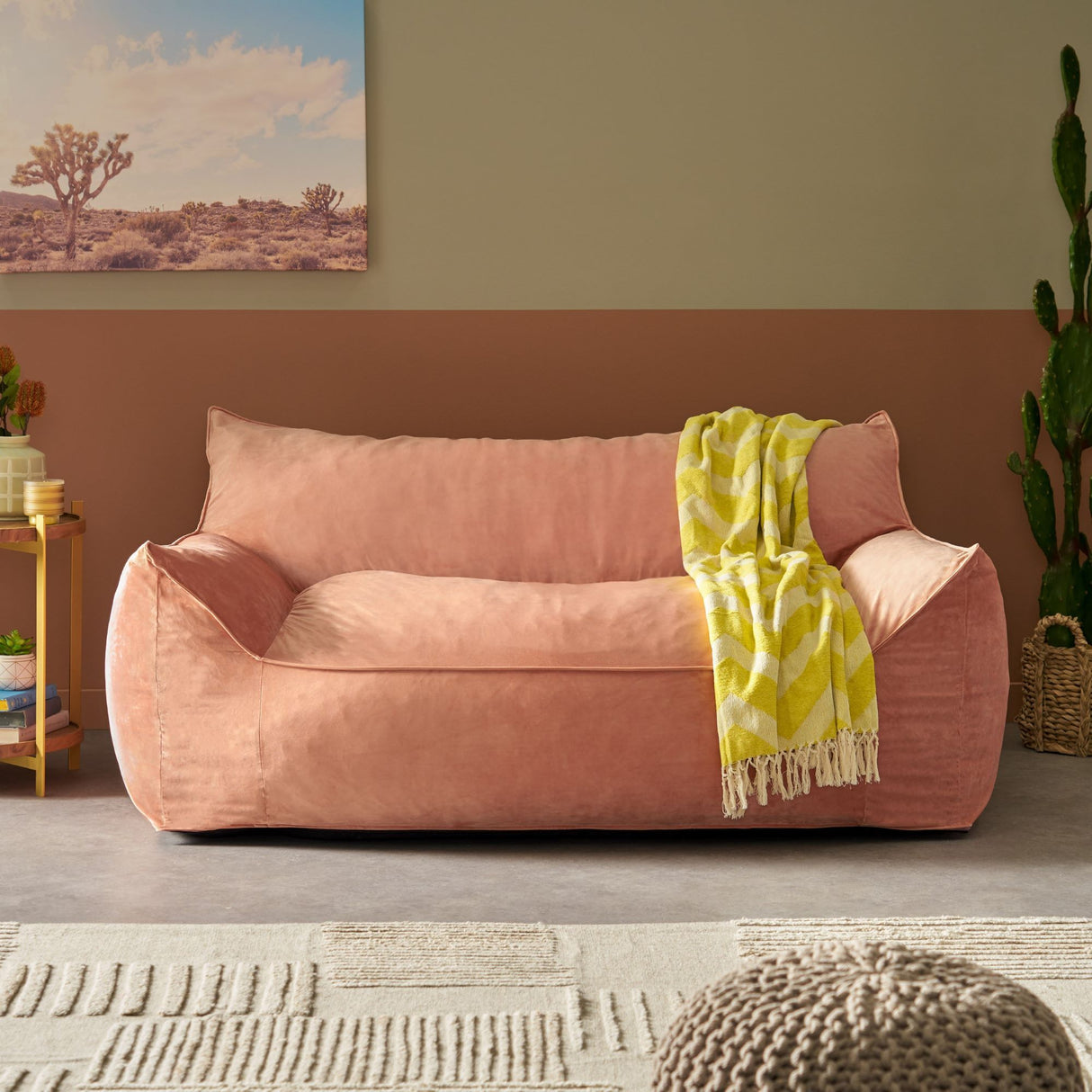 Fila - Velveteen Oversized Seater Bean Bag Chair With Armrests