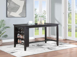 Elliston - Rectangular Counter Height Dining Table With Storage Shelves - Dark Grey