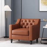 Contemporary Club Chair With Button Tufting And Birch Wood Legs