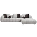 Manilla - Sectional Sofa With 8 Pillows - Ivory White Linen