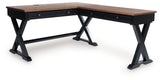 Wildenauer - Brown / Black - 4 Pc. - Home Office Desk And Return, Swivel Desk Chair, Bookcase