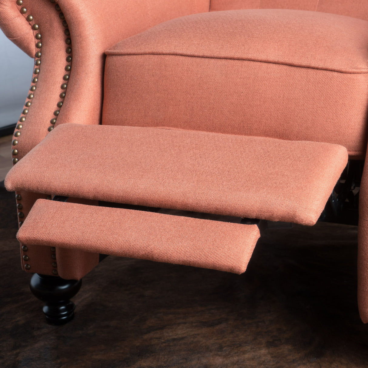 Contemporary Style Push Back Recliner With Button Tufted Stitching And Nailhead Trim