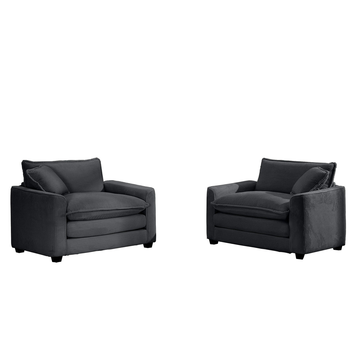 Modern Classic Corduroy Fabric Single Chair Deep Seat Sofa With Pillow