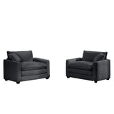 Modern Classic Corduroy Fabric Single Chair Deep Seat Sofa With Pillow