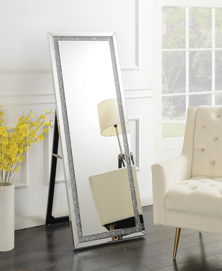 Novak - Rectangular Cheval Floor Mirror - Silver