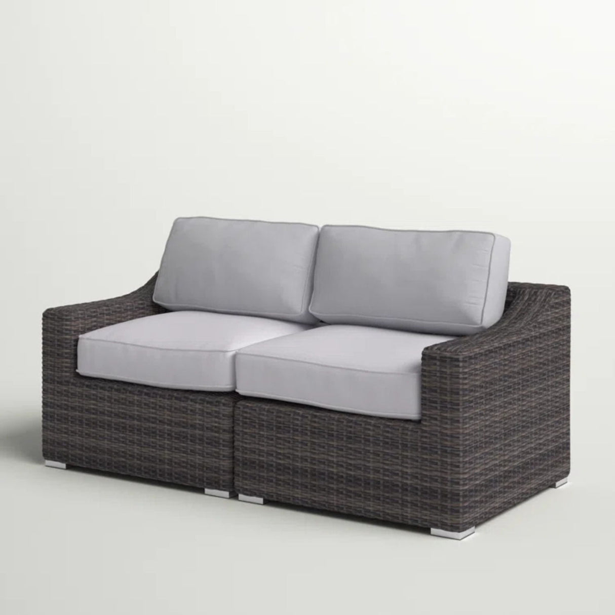 Wicker Outdoor Loveseat With Cushions - Espresso / Gray