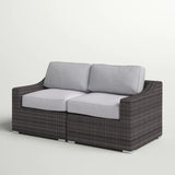 Wicker Outdoor Loveseat With Cushions - Espresso / Gray