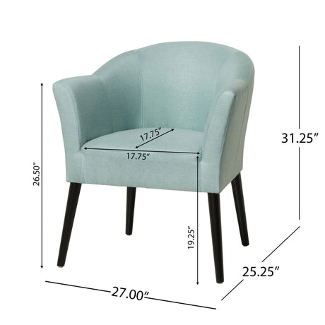 Sonorous - Upholstered Accent Chair With Low Back And Wood Legs - Light Blue / Black