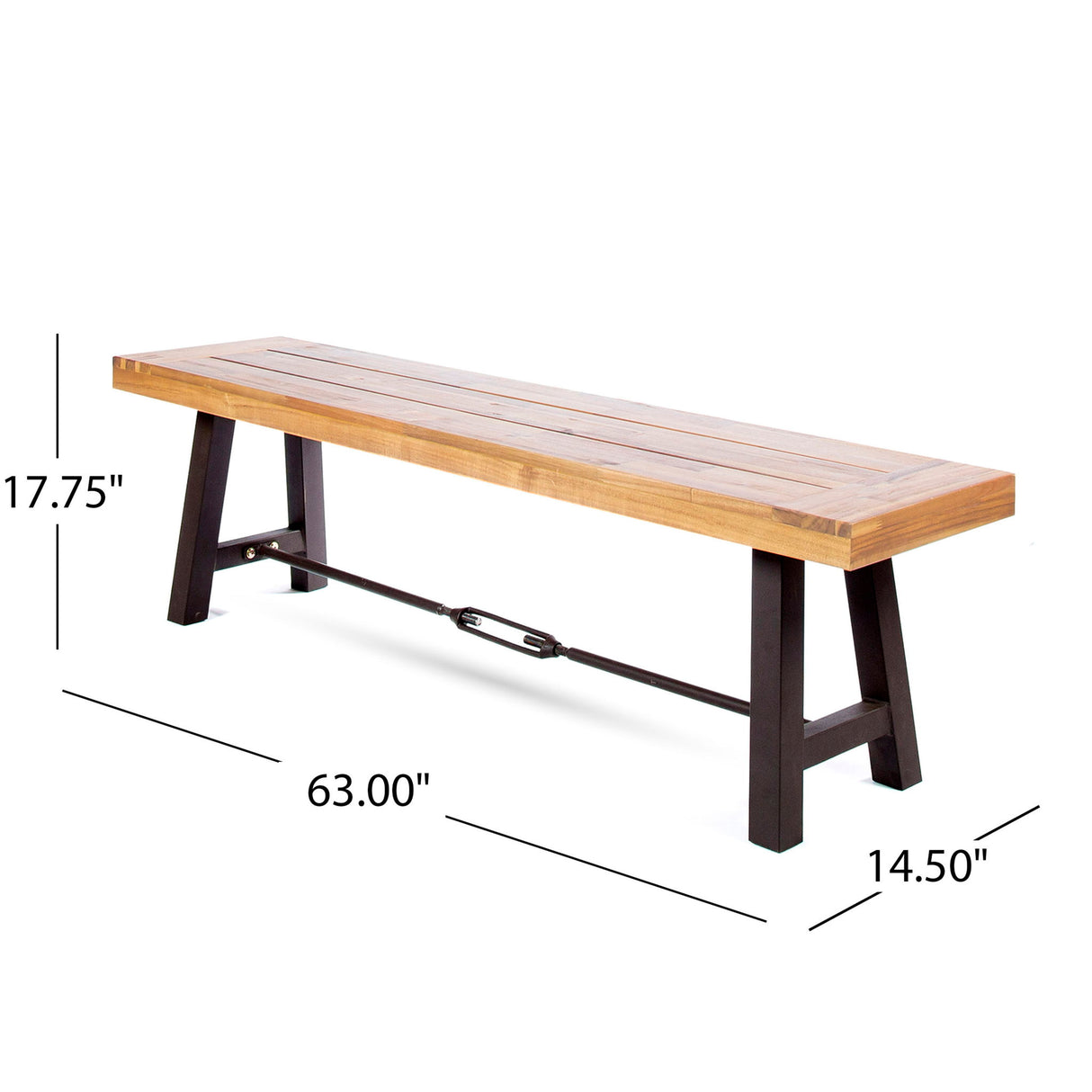 Blossom - Acacia Wood Outdoor Bench With Slat Design - Rustic