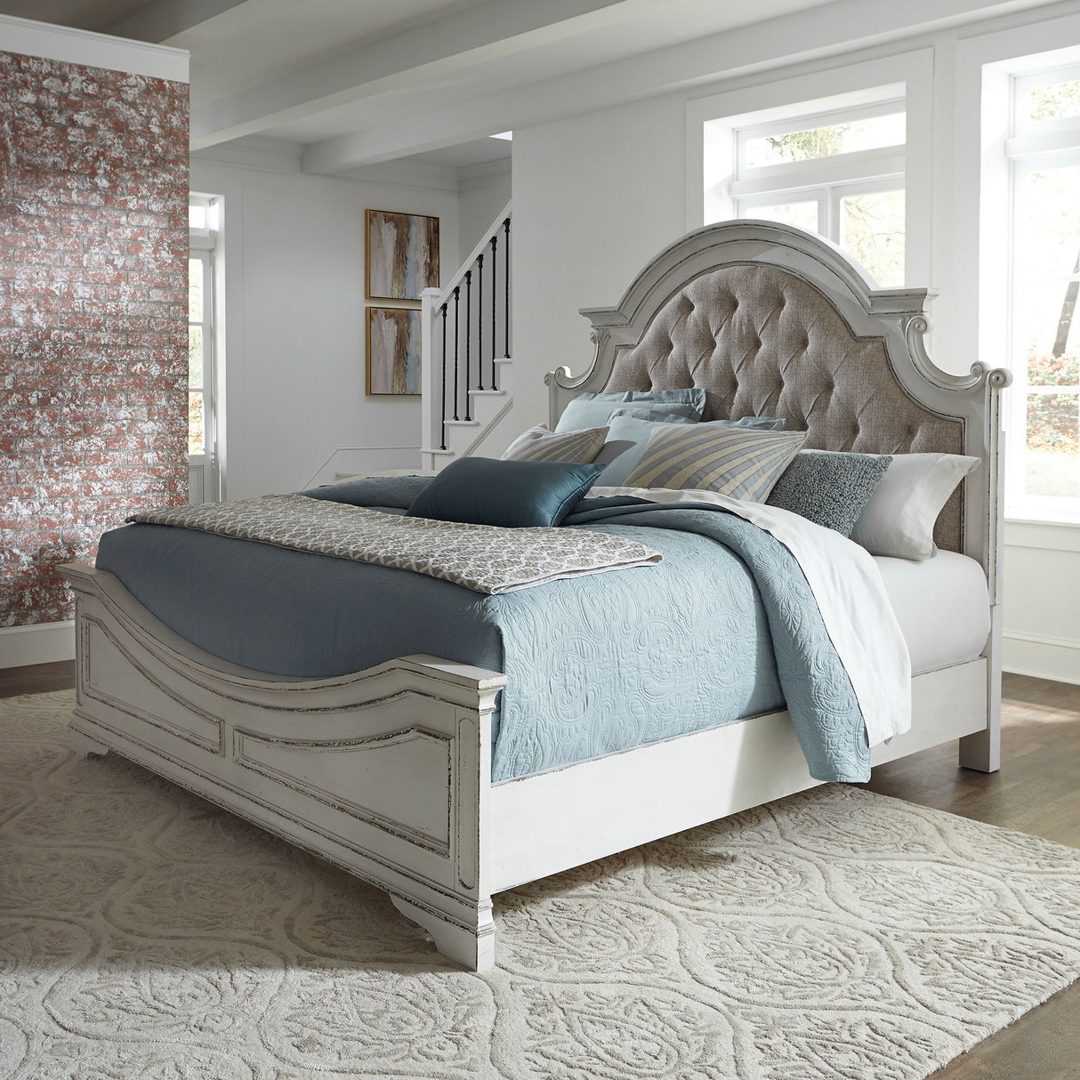 Magnolia Manor - King California Upholstered Bed - White