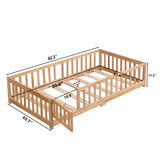 Floor Bed With Door And Fence For Children