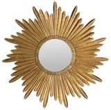 JOSEPHINE SUNBURST, 33.5 INCH, ANTIQUE GOLD, IRON/GLASS/WOOD MIRROR